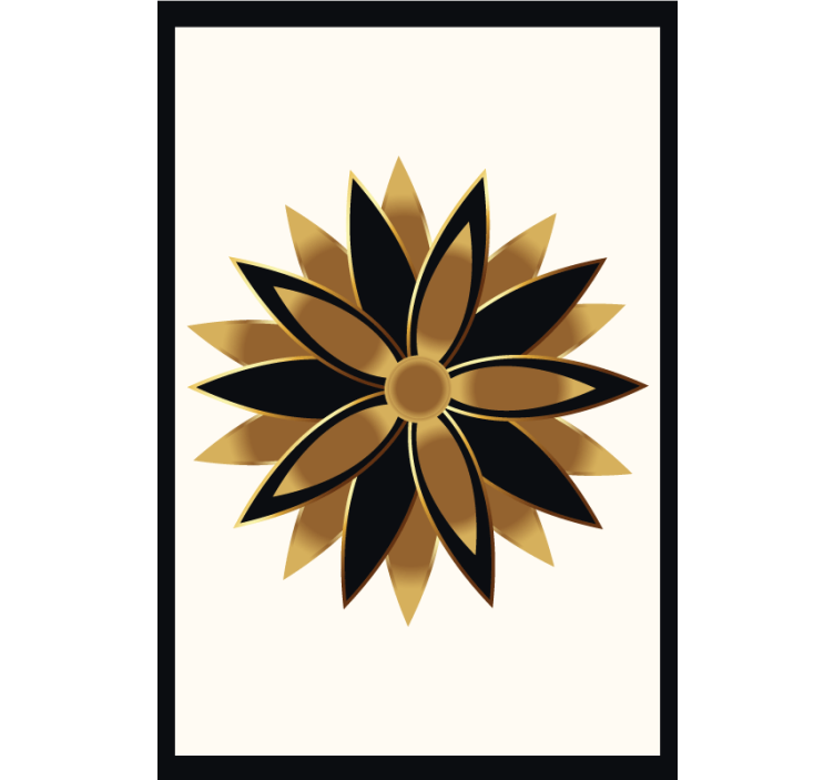 Living room roller blind with golden flowers design - TenStickers