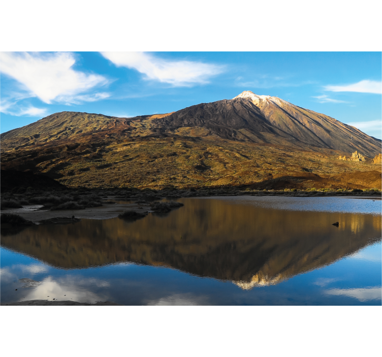 Living room roller blind teide reflected in water - TenStickers