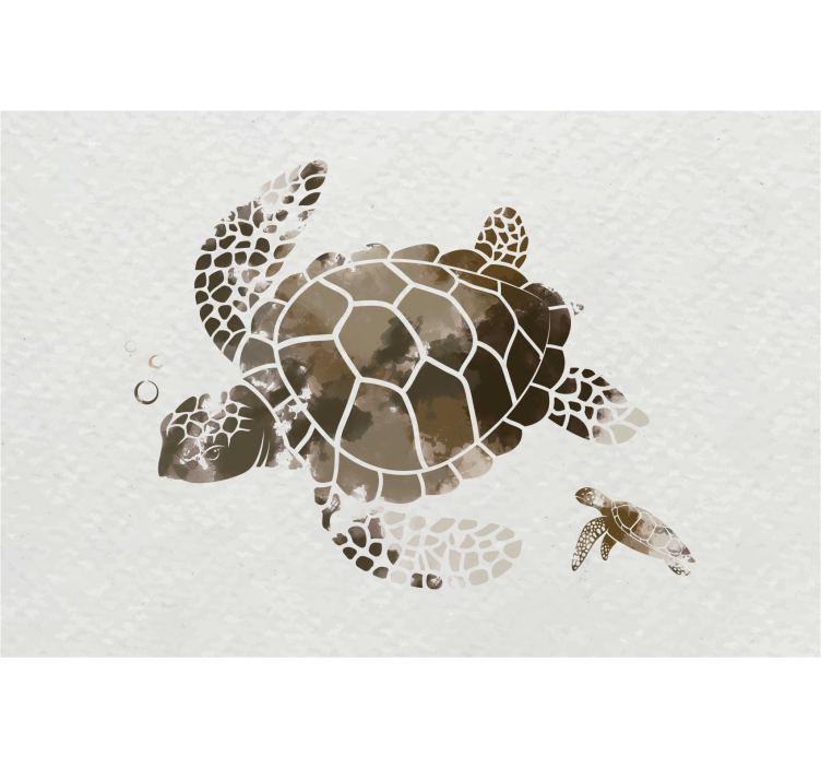 Living room roller blind brown watercolor turtle - TenStickers