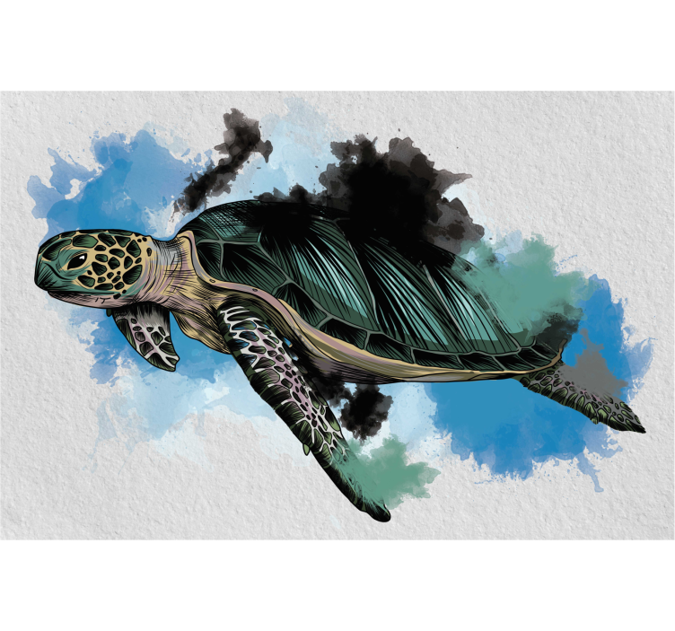 Living room roller blind watercolor turtle - TenStickers