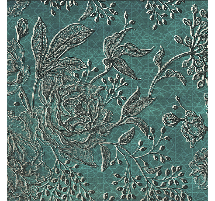 Living room roller blind with oriental flora design - TenStickers