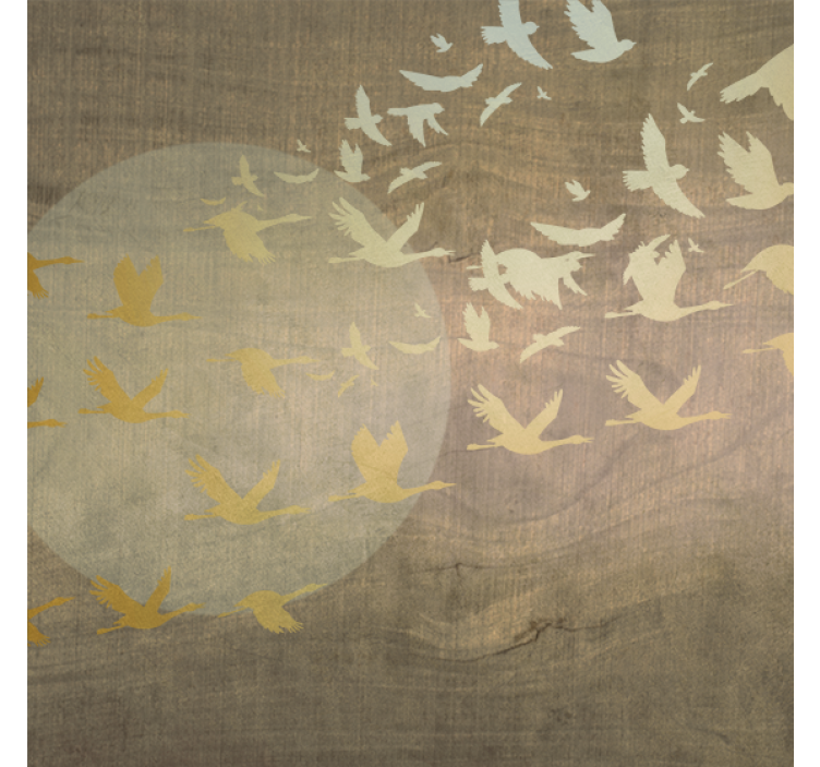Living room roller blind golden oriental sun birds - TenStickers