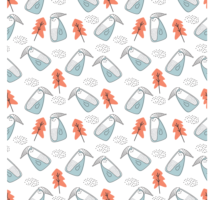 Living room roller blind cute minimalistic penguins trees - TenStickers