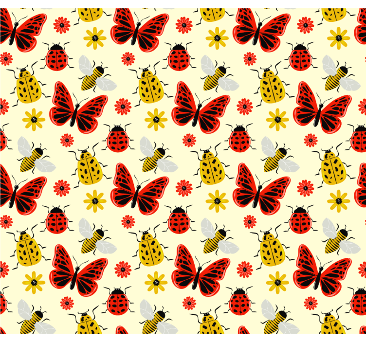 Living room roller blind colorful minimalist insect pattern - TenStickers