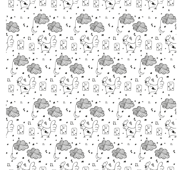Living room roller blind black and white chickens - TenStickers