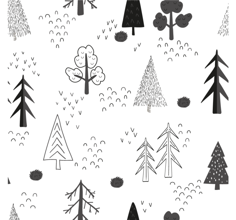 Living room roller blind white minimalistic trees - TenStickers