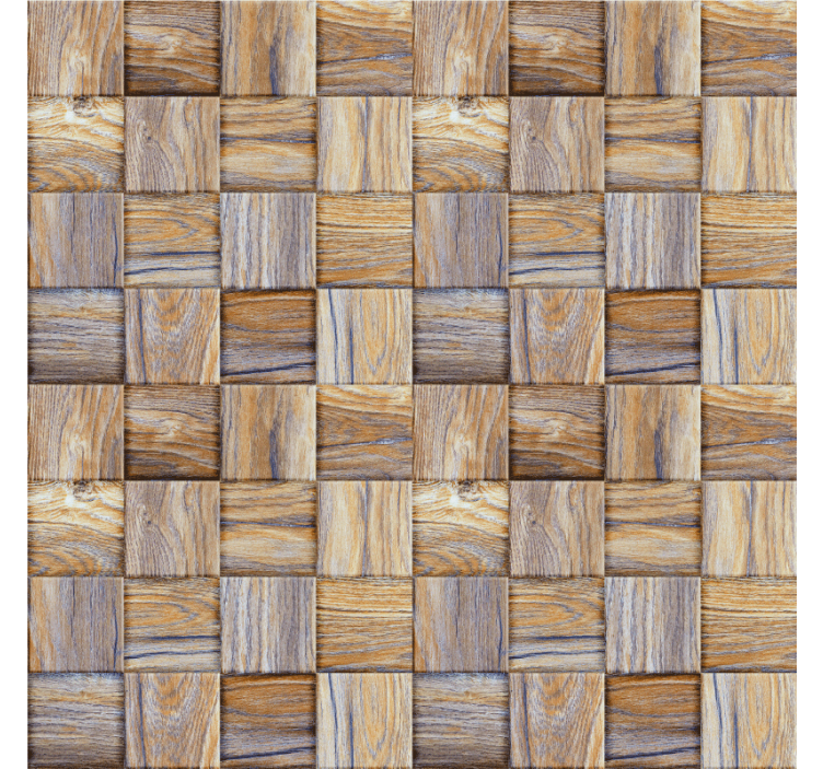 Living room roller blind 80's wood effect mosaic - TenStickers