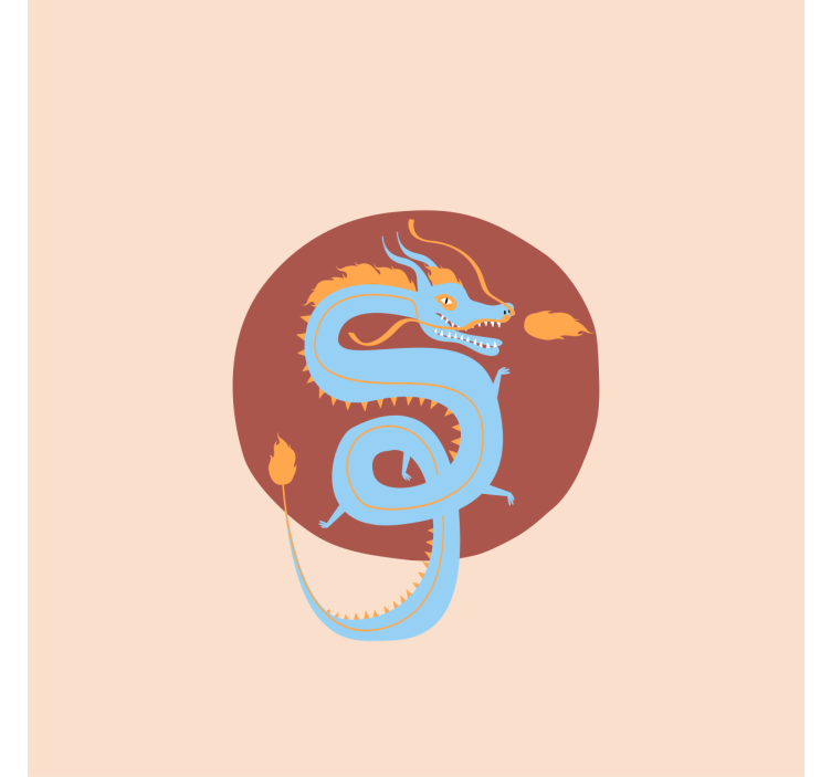 Living room roller blind light blue dragon - TenStickers
