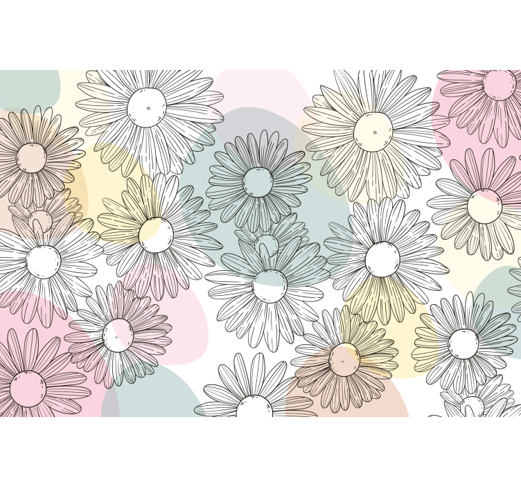 Living room roller blind with cute shapes and flowers - TenStickers