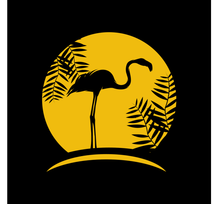 Living room roller blind black flamingo and moon - TenStickers