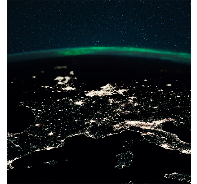 Living room roller blind northern light stars earth - TenStickers