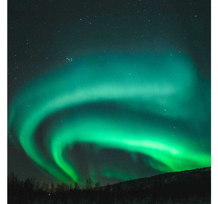 Living room roller blind beautiful green northern light - TenStickers