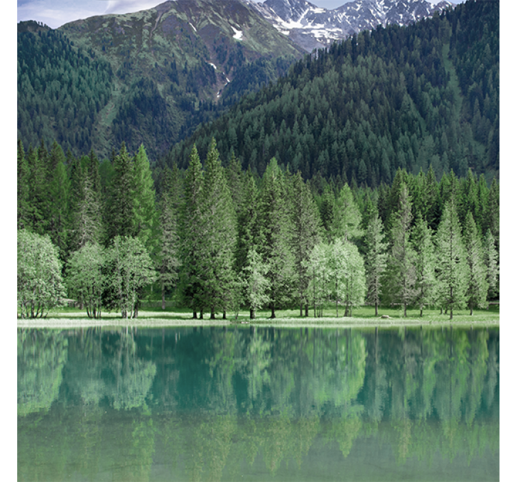 Living room roller blind nature greenish lake - TenStickers