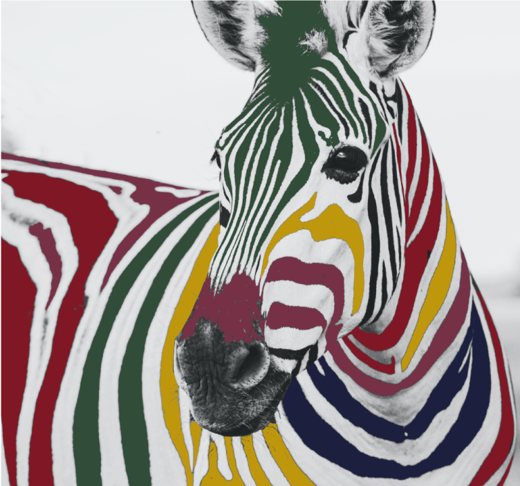 Living room roller blind colorful zebra art - TenStickers