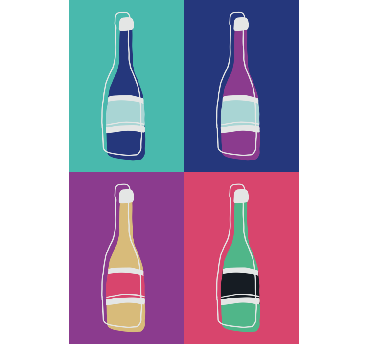 Living room roller blind with pop art champagne bottles - TenStickers