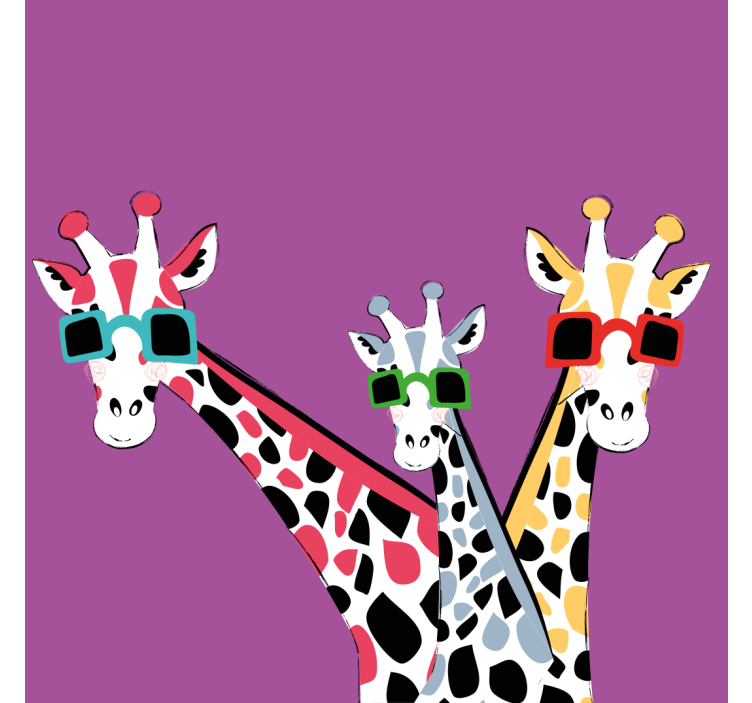 Living room roller blind funny giraffes with sunglasses - TenStickers