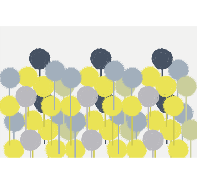 Living room roller blind with minimalist yellow gray circles - TenStickers