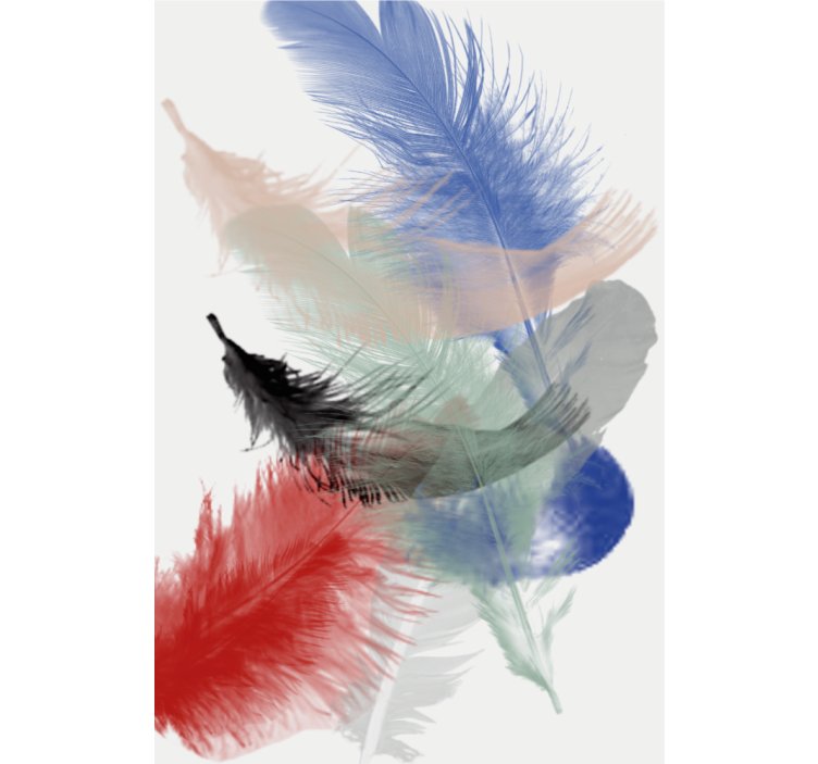 Living room roller blind colorful abstract feather design - TenStickers