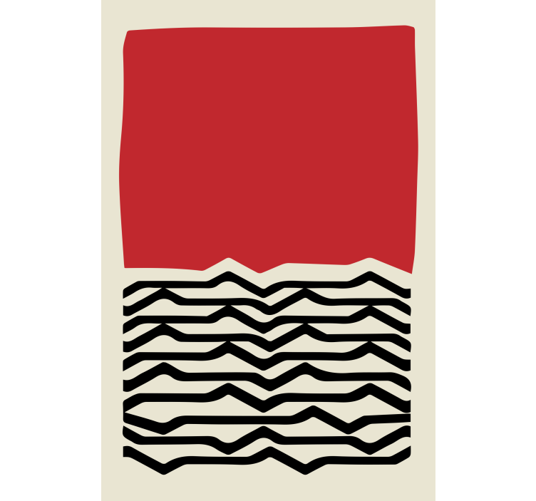 Living room roller blind red artwork with black lines - TenStickers