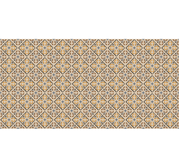 Beige roller blind with gold and blue baroque pattern - TenStickers
