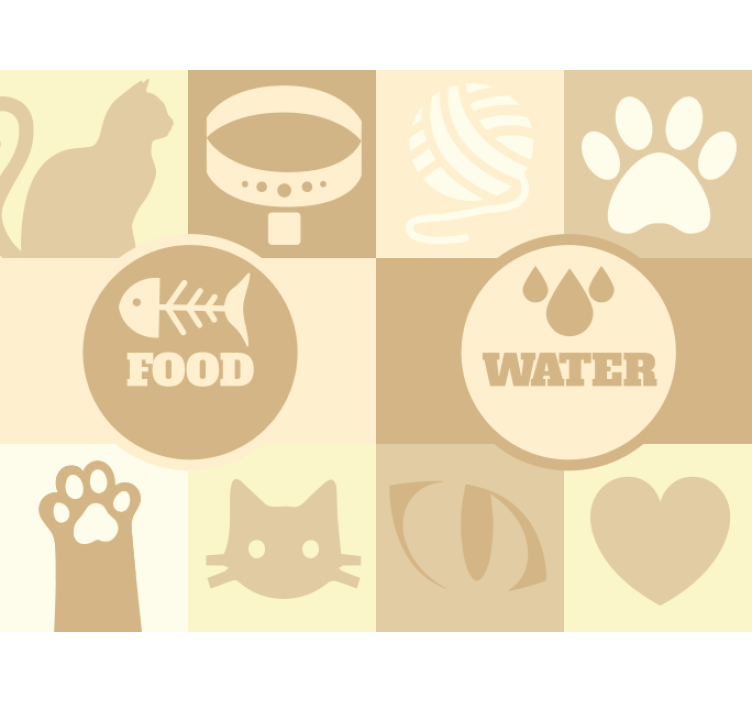 Beige roller blind for cats' water and food - TenStickers