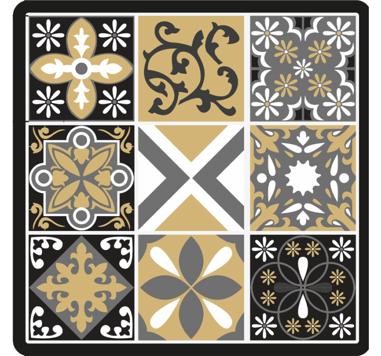 Bedroom roller blind with gold and silver patch tiles - TenStickers