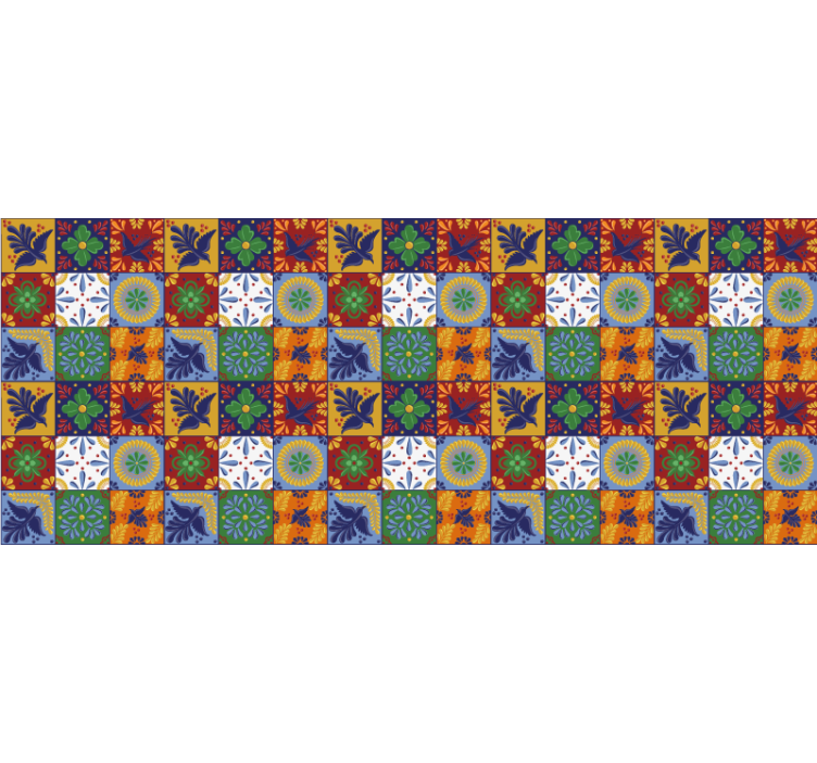 Bedroom roller blind with vibrant mexican tiles - TenStickers