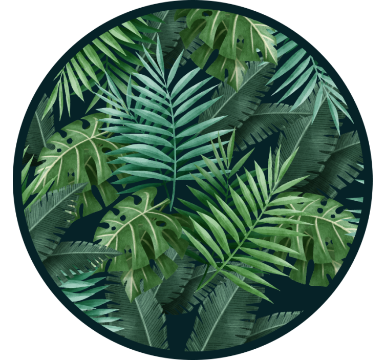 Bedroom roller blind with circular exotic green leaves - TenStickers