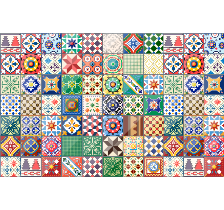 Bedroom roller blind with green mexican tiles - TenStickers