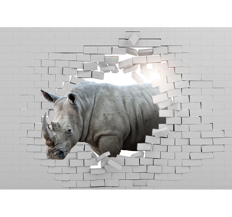 White roller blind 3d rhinoceros design - TenStickers