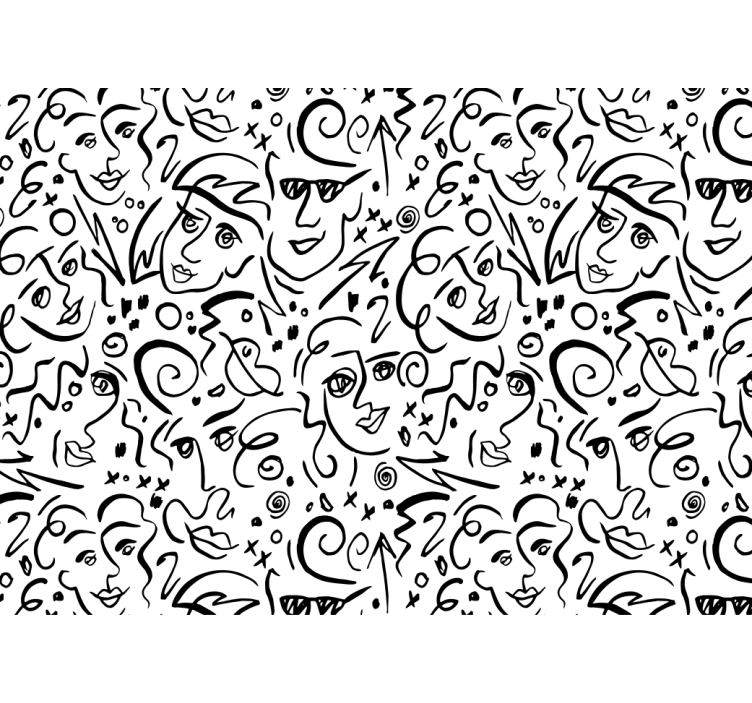 White roller blind featuring black and white graffiti art - TenStickers