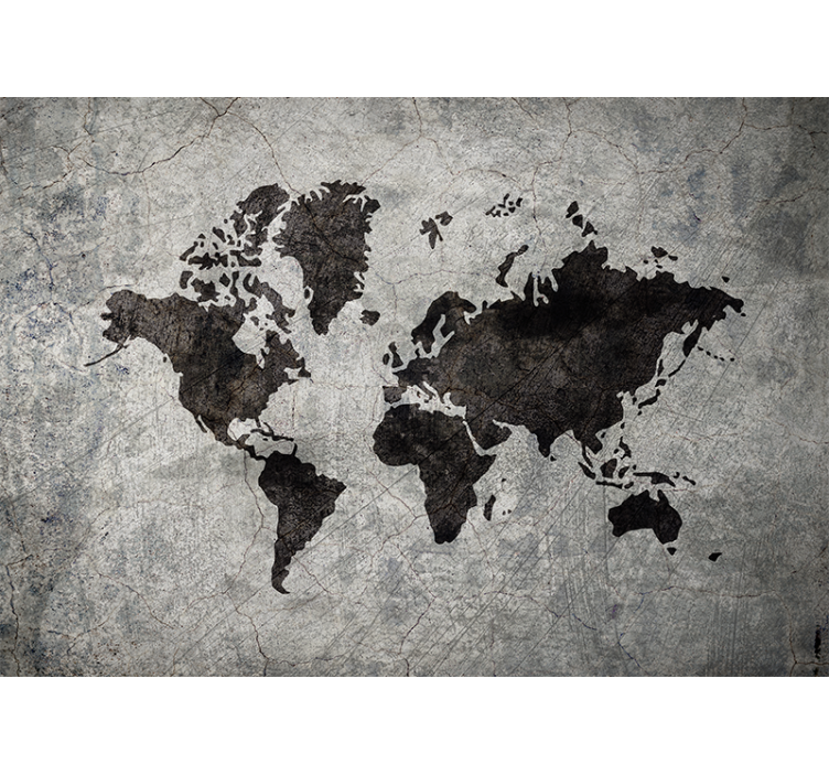 Gray roller blind with industrial themed world map - TenStickers