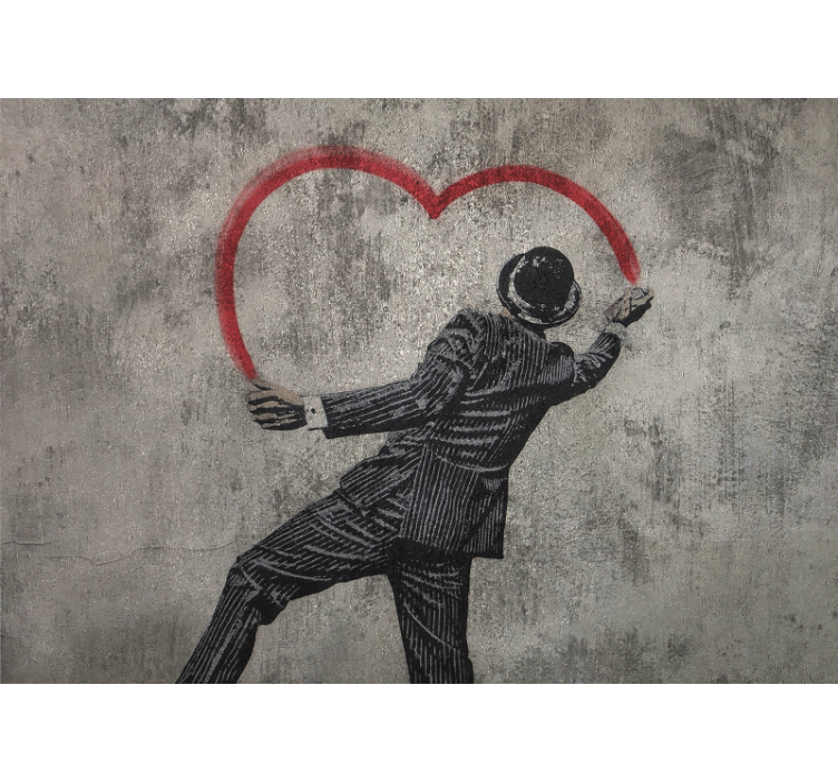 Gray roller blind with banksy heart graffiti design - TenStickers