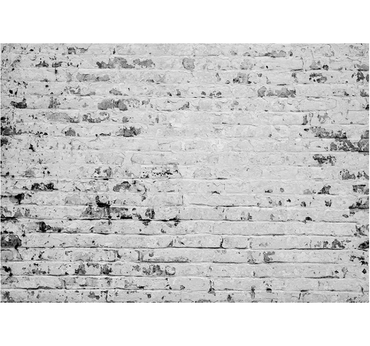 Gray roller blind worn white brick texture wall mural - TenStickers