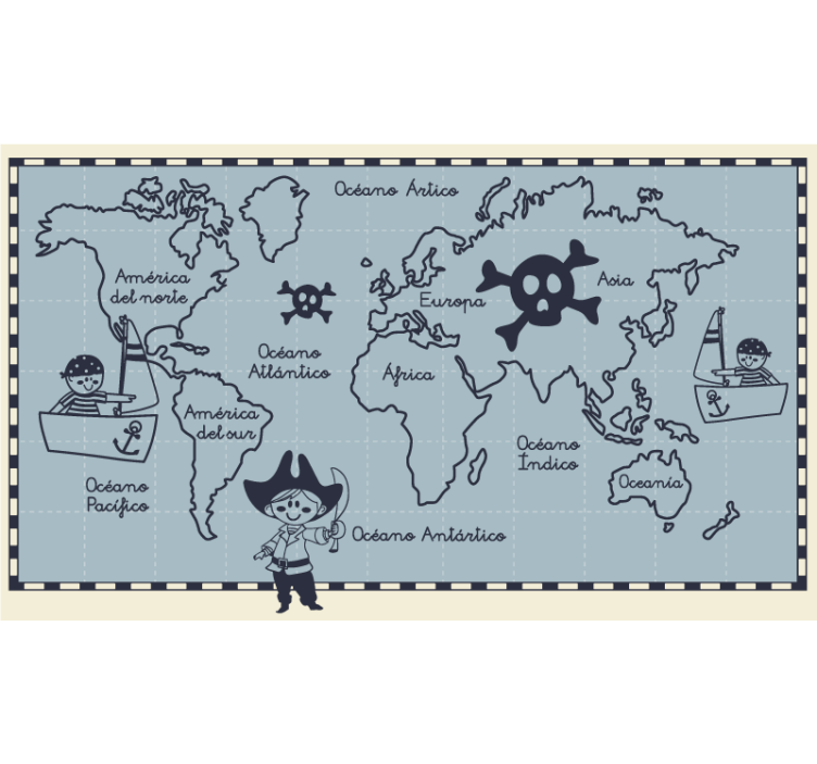 Pirate World map roller blind - TenStickers