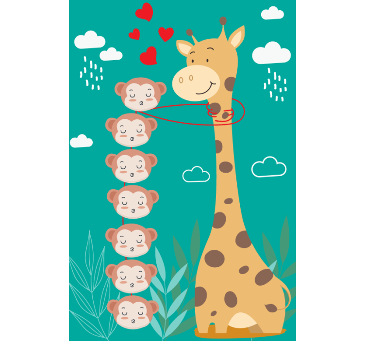 Giraffe Monkey Love animal roller blind - TenStickers