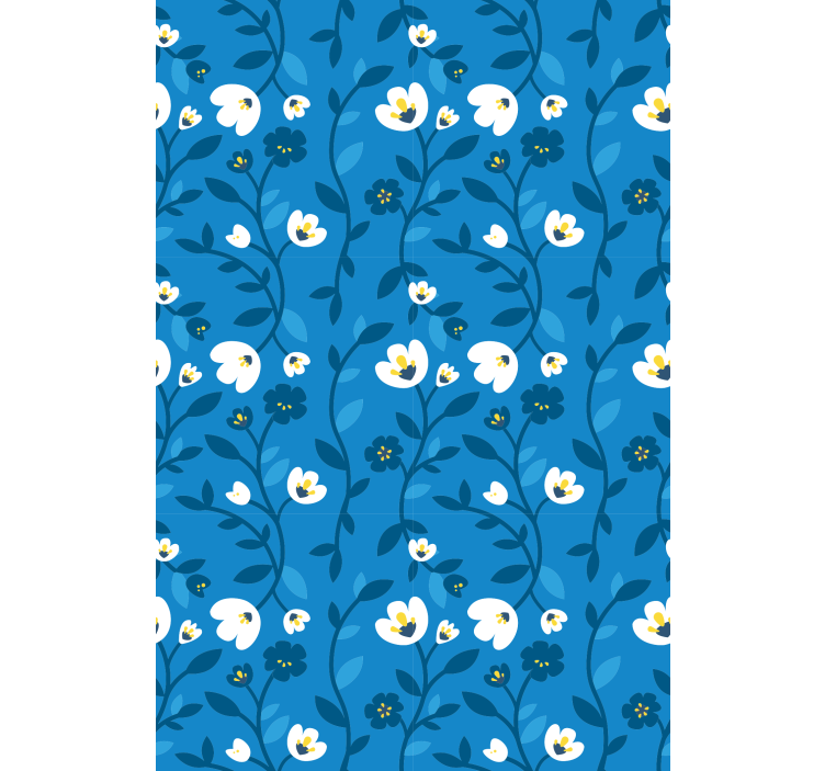 White flowers with blue background roller blind - TenStickers