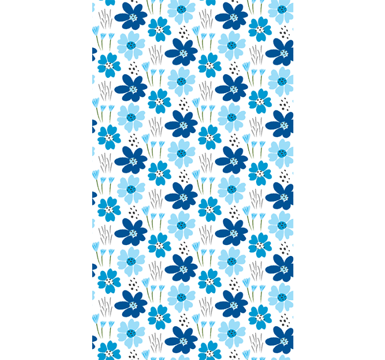 Blue simple pattern flowers and plants roller blind - TenStickers