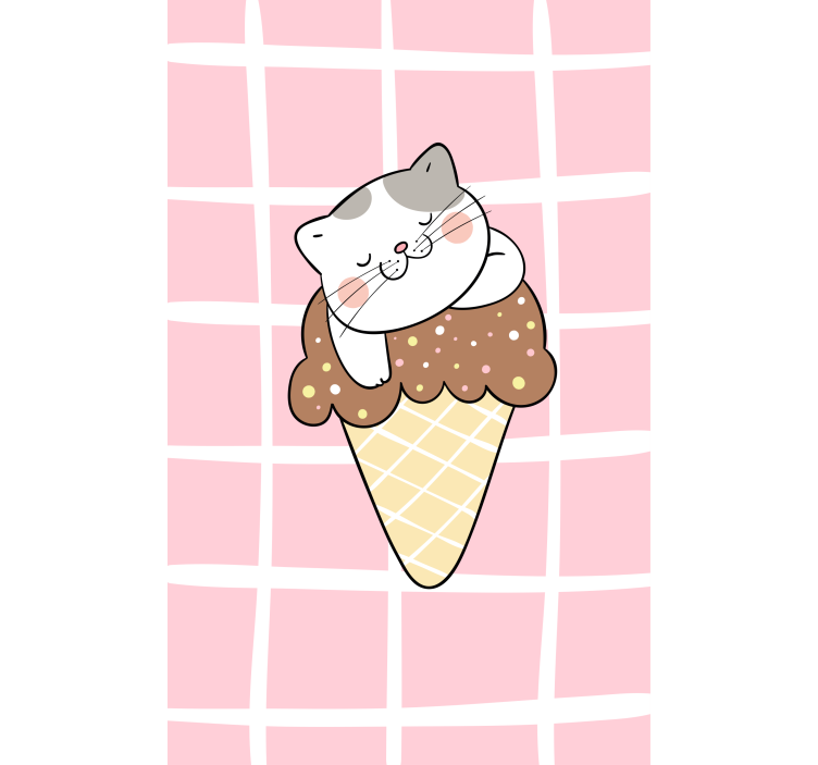 Lovely cat eating an ice cream Childrens blind - TenStickers