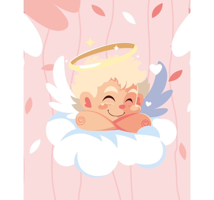 Pink sleeping angel on cloud Blind painting - TenStickers