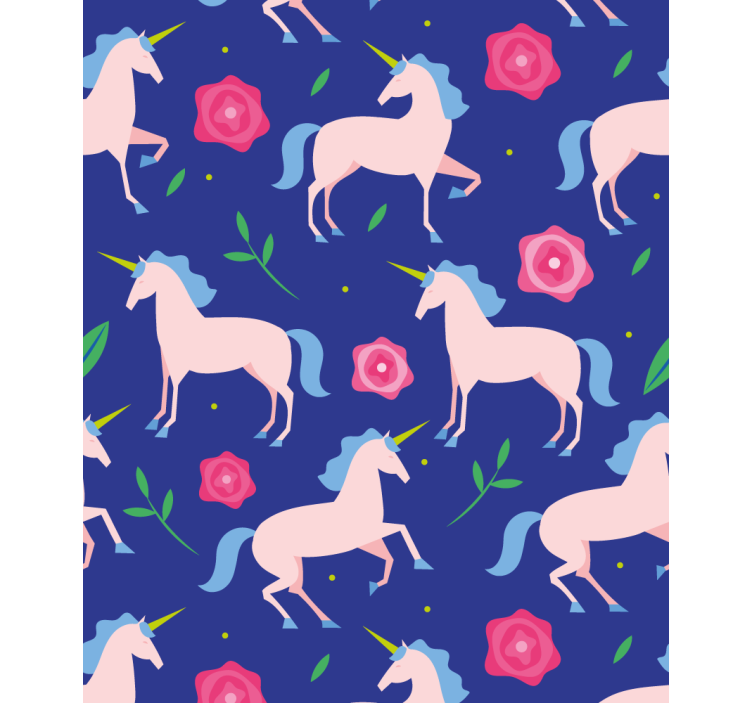 Unicorns and flowers children room roller blind - TenStickers