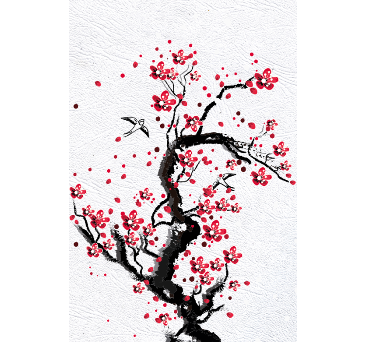 Cherry blossom stem flowers and plants roller blind - TenStickers