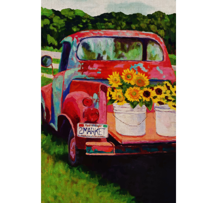 Vintage Truck Bouquet flower roller blind - TenStickers