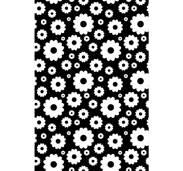 Black and white blossom pattern flower roller blind - TenStickers
