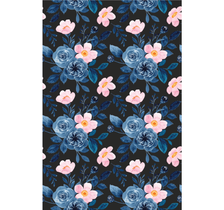 Blue floral motif flowers and plants roller blind - TenStickers