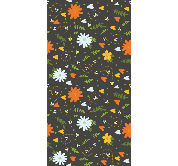 Bees pattern flowers and plants roller blind - TenStickers