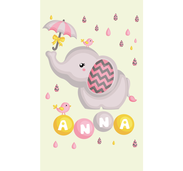 Elephant and bird with umbrella Custom window - TenStickers