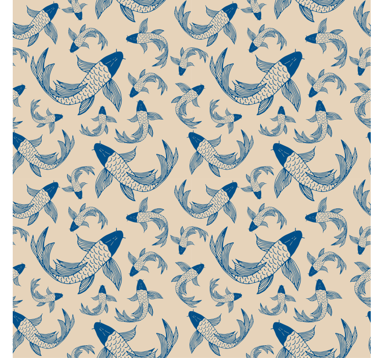 Beige and blue koi fish Living room blind - TenStickers