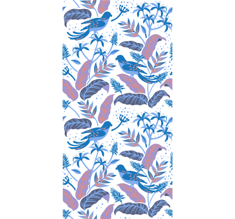 Blue and pink birds on leaves and plant blind - TenStickers