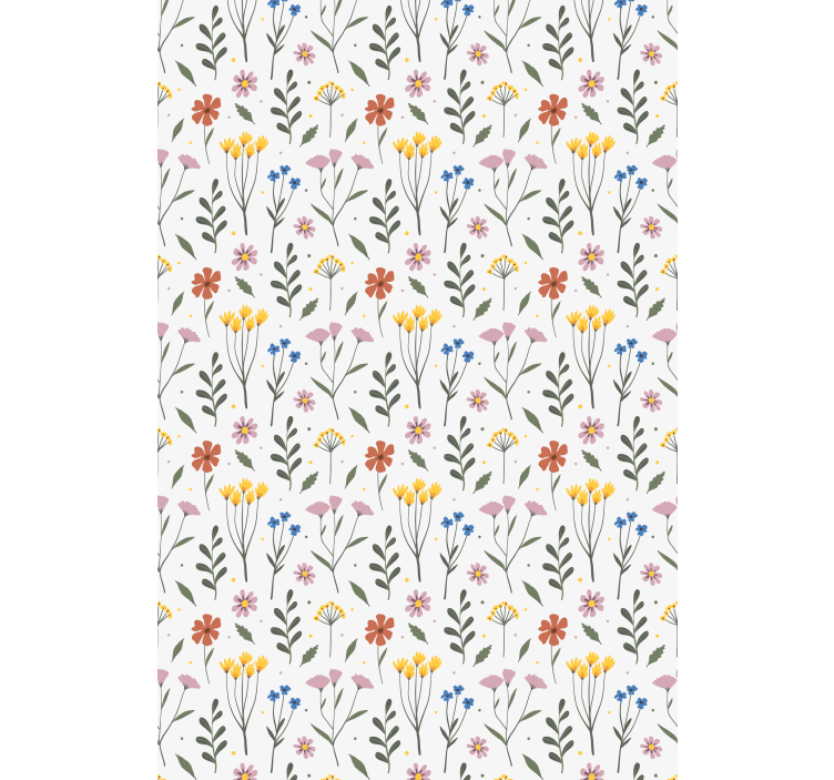 White botanical pattern flowers and plants roller blind - TenStickers